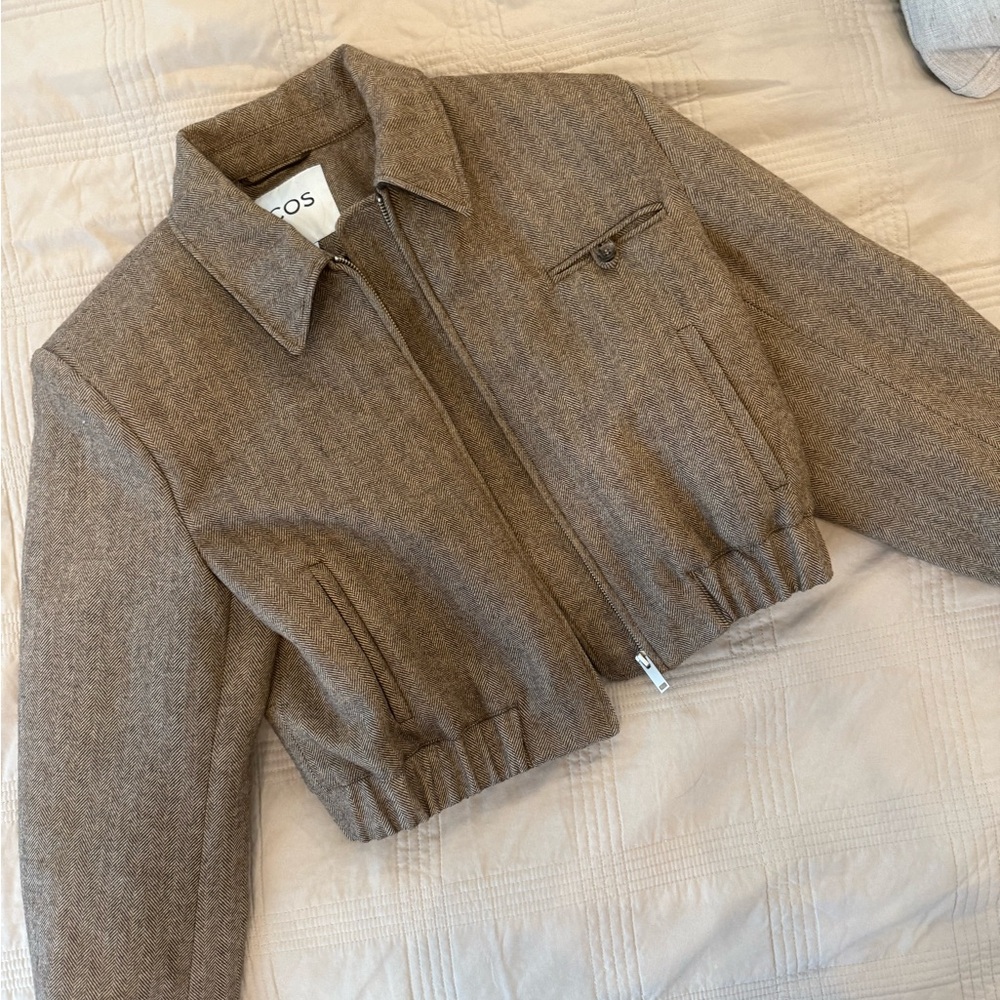Cos Brown Cropped  Padded Jacket